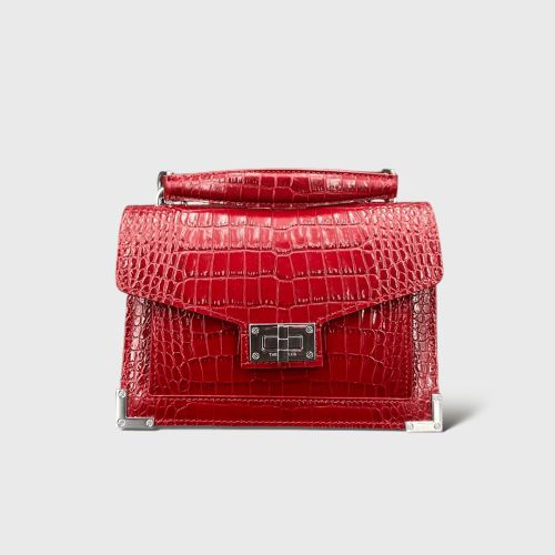 Sac Emily mini cuir rouge croco